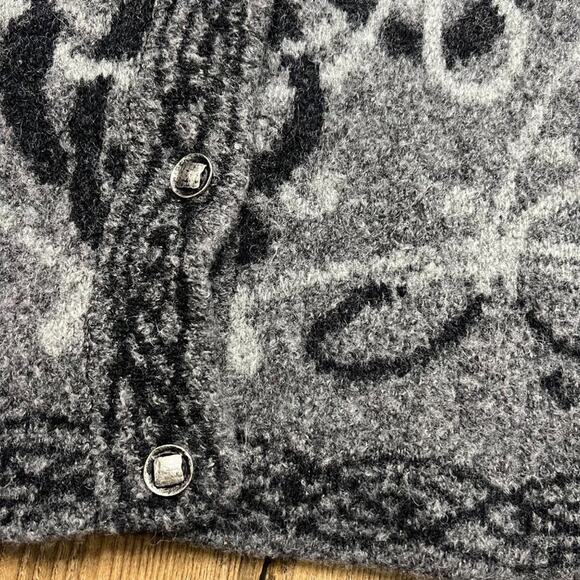 HARLEY OF SCOTLAND Womens Wool Blend Gray Black Button Cardigan Sweater - Picture 9 of 10
